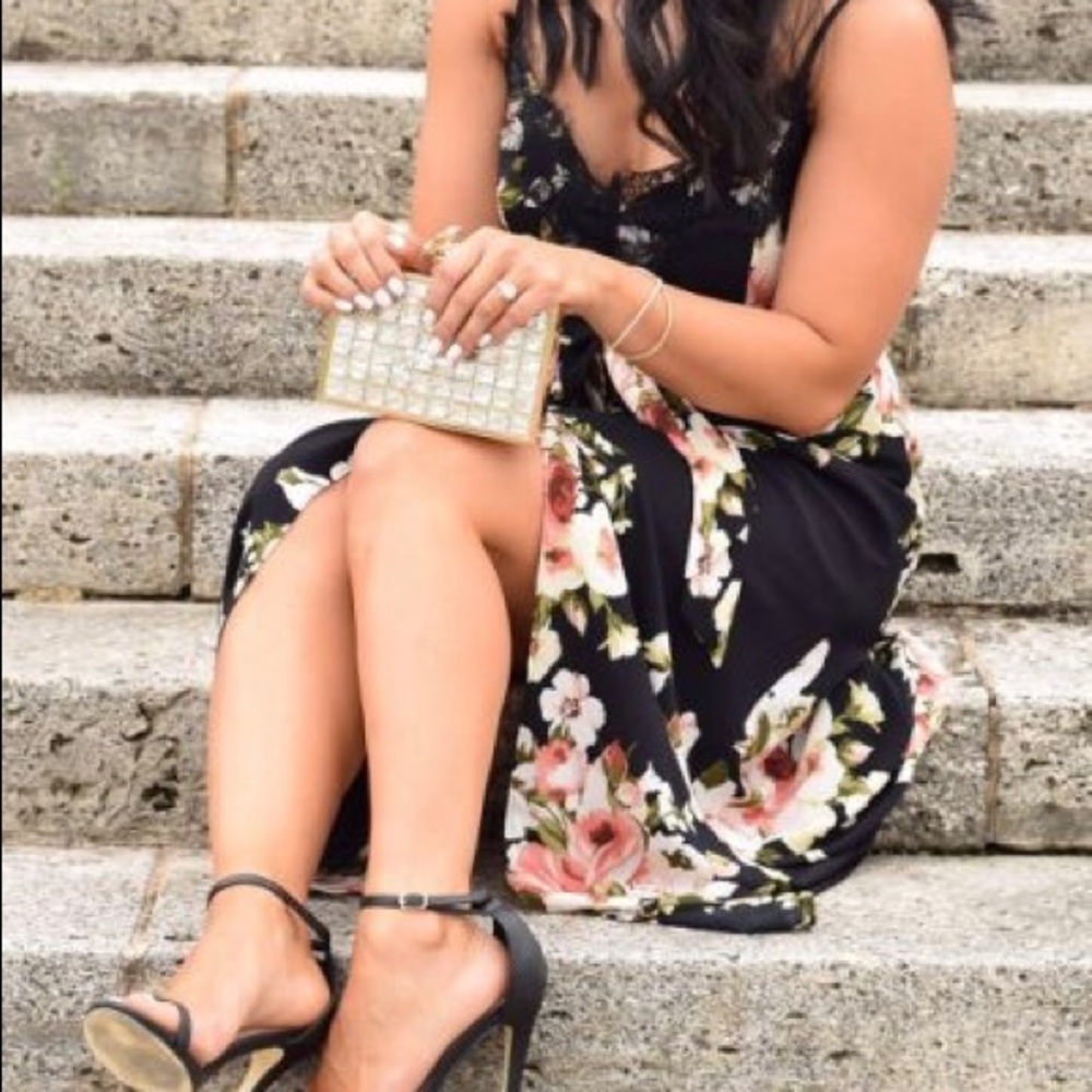 Black floral maxi dress